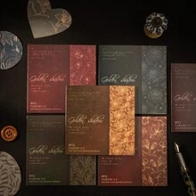 Tomato-jam Girl 1包8张各种金色烫印花朵图案纸，复古风格设计，个性化剪贴簿美学，垃圾日记DIY拼贴卡片材料，手工制作，办公及学校用品 - 彩色 - 查看 2