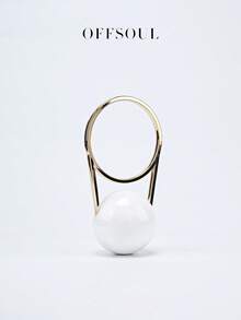 White Bridal Wedding Party Bag With High-End Pearl, Acrylic & Marble Design, Elegant Handbag/Shoulder Bag For Women, Suitable For Party, Banquet, Beach Vacation - 白色 - 查看 3