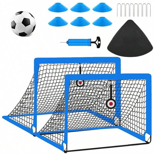 [2 Pack]4x3-Foot Soccer Goal Set | Includes Ball, Target, And Cones | Portable Pop-Up Training Net For Backyard Outdoor Sports