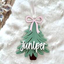 Personalized Acrylic Christmas Tree Tag 3D Christmas Tree Stocking Tag: Acrylic Holiday Ornament,Birthday Gift - Pine Needle Christmas Tree - View 5