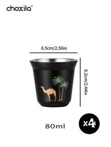 choxila 1 Peça Xícara de Café Isolada de Parede Dupla de Aço Inoxidável de 80ml, Caneca de Café com Padrão de Coqueiro e Camelo, Estilo Árabe Mini Cawa Cup, Xícaras de Espresso, Xícaras de Chá, Xícaras Demitasse, Xícaras de Café Espresso Resistentes ao Calor para Casa, Cafeteria, Loja de Sobremesas, Ideal para Festa, Viagem, Acampamento, Presentes de Ramadã - Xícara - Visão 10