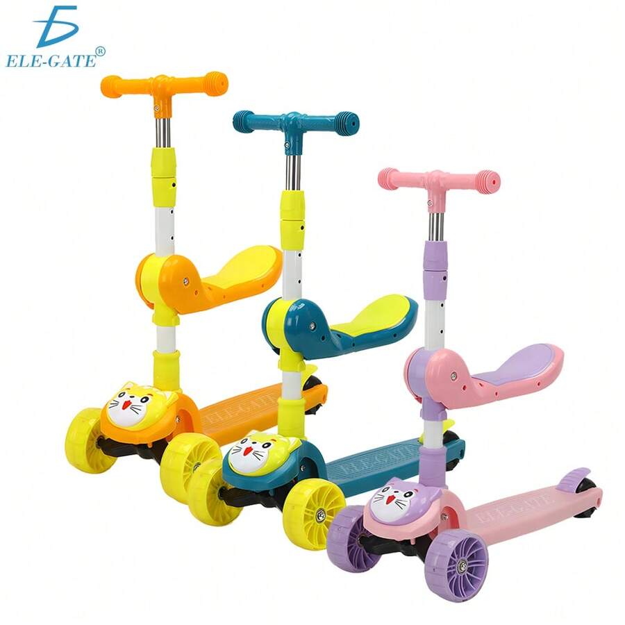 ELE-GATE Scooter con Asiento Extraíble y Ajustable: ¡Diversión y  en Movimiento! - Rosa - Ver 1