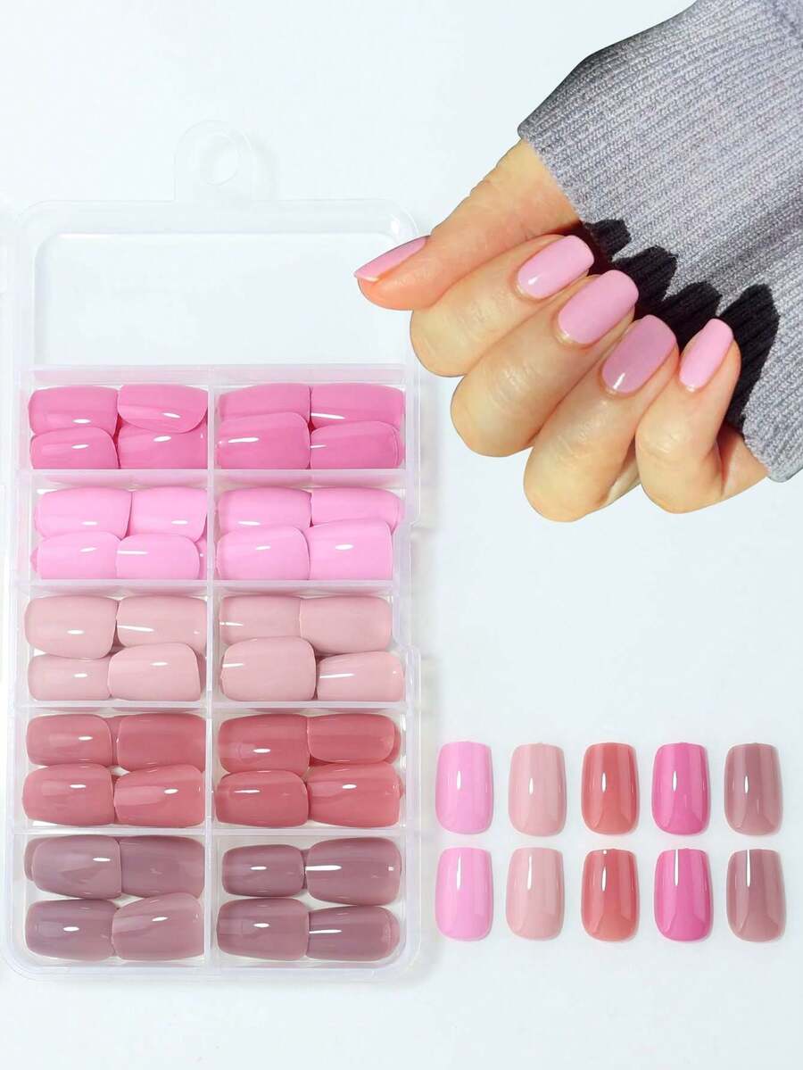 Hộp 150 móng tay giả Maillard màu nâu thu đông có thể tháo rời - Nhiều màu - Xem 1