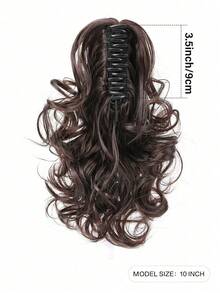 Kẹp tóc đuôi ngựa kẹp tóc đuôi ngựa ngắn tóc đuôi ngựa gợn sóng tóc giả tổng hợp dày cho phụ nữ tóc đuôi ngựa giả sử dụng hàng ngày - Dark Brown - Xem 3