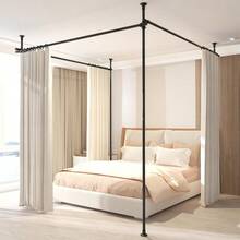 Room Divider Curtain Rod 28-171inch W 4-10ft(H) Adjustable Curtain Rod Divider For Room Separation Heavy Duty Floor To Ceiling Wall Divider Hanging Room Dividers Partition Space Separator Black - Black - View 2