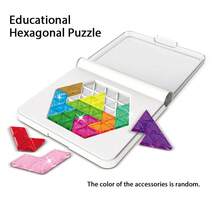 1件装高品质塑料拼图积木益智玩具，经典彩色六边形、星星和心形图案，有助于逻辑思维训练和记忆力提升，是送给儿童、成人和节日聚会的理想礼物。