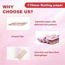 1 Set, incluye 150 filtros, 5 paquetes de papel de liar King Size de 110 mm con 4 sabores (fresa, plátano, arándano, chocolate), un gran regalo para seres queridos o amigos, adecuado para el Día de San Valentín, festividades, cumpleaños - Multicolor - Ver 6