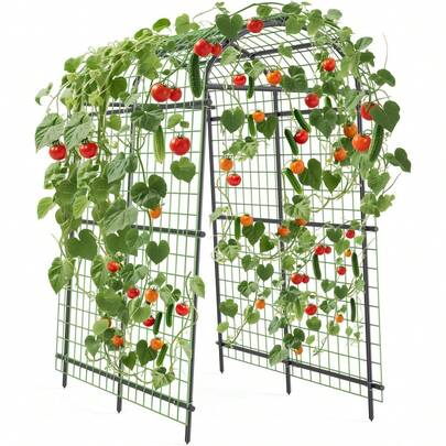 mteryoing Garden Arch Trellis, 7.5FT Extra Tall Polyethylene-Coated Stainless Steel Garden Trellis For Climbing Plants, Vegetables, Flowers, Outdoor Pergola Arbor Wedding Party Decoration, Cucumber Trellis, Gar