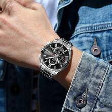 CURREN Men's Fashion Quartz Chronograph Wrist Watch, Stainless Steel Strap, With Luminous And Auto Date Display, Water Resistant - Multicolor - View 7