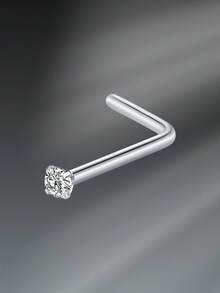 CIZME 1pc/Set 20G Titanium Steel G23 Nose Rings For Women Men,Silver Clear Diamond CZ L Shaped Nose Studs Top 1.5mm 2mm 2.5mm 3mm CZ Nose Piercing Jewelry Nose Ring Studs Jewelry - Silver - View 21