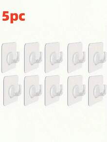 10/5pcs Transparent Wall Mounted Clothes Hangers, Self-Adhesive High Load Bearing Hooks, Suitable For Kitchen, Bathroom, Practical Clothes Hangers, Adhesive Hooks, Towel Racks, Bedroom Wall Decor, Hangers, Hooks, Hangers, Back To School, Storage Racks, Organization, Key Racks, Wall Mounted Key Racks, Key Hooks, Adhesive Hooks, Door Hooks, Bedroom Decor, Kitchen Accessories - White - View 11