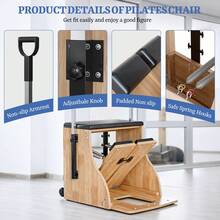 Premium Solid Wood Pilates Chair Studio-Quality Stability Chair Adjustable Split Pedal, 4 Medical-Grade Springs & 3-Level Handles​All-In-One Home Gym For Full-Body Workout, Rehab & Free Non-Slip Socks - White - View 4
