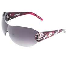 Ed Hardy 042 Sunglasses With Leather Case, Unisex, Wrap Around With Crystal Skull & Roses - Amethyst - View 1
