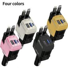 [2025 Upgraded]Retractable Car Charger 4 In 1, With 2 Cables, Supports Super Fast Charging(Max 66W), 2 USB Ports Car Charger Adapter For IPhone 16/15/14/13/12/11 Pro Max, Fold6/5/S25/24, Pixel (White) - 黑色 - 查看 7