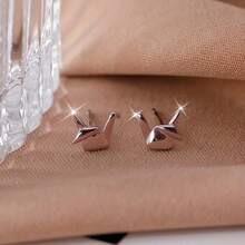 Simple Silvery-Plated Paper Crane Stud Earrings For Women - Japanese-Korean Style, Anti-Allergic Copper Material, Suitable For Casual Outfits Or Gifts - Multicolor - View 8