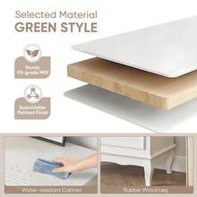 Dresser For Bedroom, Modern 5 Drawer Dresser With Solid Wood Legs And Painted Finish, Tall Chest Of Drawers, Wooden Storage Cabinet Organizer For Living Room, Nursery, Hallway, Entryway - 白色 - 查看 3