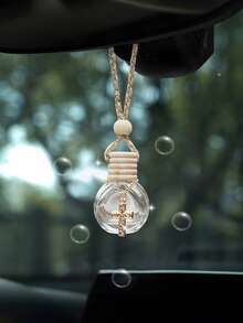 Car Mounted Cross Perfume Bottle Pendant Essential Oil Empty Bottle Car Mounted Rope Pendant 10ml Glass Bottle Fragrance Volatilization - Multicolor - View 2