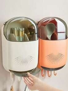 حامل أعواد الطعام المثبت على الحائط، رف تصريف مضاد للبكتيريا، منظم تخزين المطبخ، وعاء معلق لأعواد الطعام محمي من الغبار