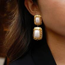 S SHOPBOHO 1 对不锈钢高品质高级镀金几何耳环水晶耳钉个性珠宝 - 幾何形狀 - 查看 11