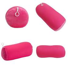 Microbead Bolster Tube Travel Pillow - Compact Neck Roll Pillow For Airplane Car Or Home - Soft Lumbar Port Pillow - Pink