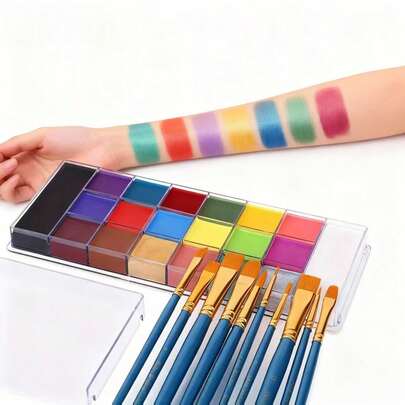 طقم ألوان زيتية 20 لون، طلاء للوجه والجسم، مكياج المسرح، مستحضرات تجميل كريمية لمناسبات هالوين وعيد الميلاد