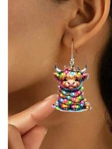 1 Pair Adorable Hoodie Cat Drop & Dangle Earrings, 2D Acrylic Cartoon Style For Women, Cute Daily Accessory, Ideal For Party & Date Outfits, Perfect Christmas Gift - Cat - View 10