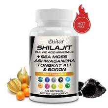 Suplemento de Shilajit de máxima potencia con algas marinas, ashwagandha y multiminerales: favorece la función cerebral y  niveles de energía - 120 cápsulas - 1 botella - Ver 8