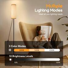 AMILL 63-Inch Modern Floor Lamp With Adjustable Tripod Base & USB-Powered Lighting - Dimmable White/Cool/Warm, Sturdy Metal Construction, Curved Gooseneck Arm & Plug-Free Operation For Living Room, Bedroom,, Home Office - Floor - 彩色 - 查看 5