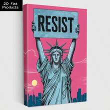 1Pc Framed Canvas Wall Art Resistance, No America Kings In America Protest Sign, Political Activist Poster, Rally Sign, Resist Protest Poster - 彩色 - 查看 1