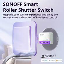 MINI-RBS,SONOFF WiFi Smart Roller Shutter Switch MINI-RBS Scheduled Curtain Operation With Matter EWeLink APP & Voice Remote Control Works With Alexa/Apple Home - White - View 3