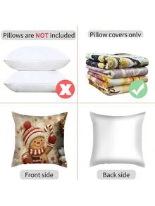 1 件圣诞装饰印花枕套，带有圣诞元素靠垫套、家居装饰、卧室装饰、节日装饰、派对装饰、圣诞枕头（不含枕芯）（单面印花）（无刺绣） - 彩色 - 查看 7