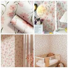 Floral Wallpaper Peel And Stick Daisy Wall Paper Pink Summer Flowers Nursey Room Self Adhesive Wallpaper Contact Paper Stick Bathroom Furniture393 X 17.3 Pink Floral - 粉紅色 + 17.3 英寸 X 394 英寸 - 查看 1