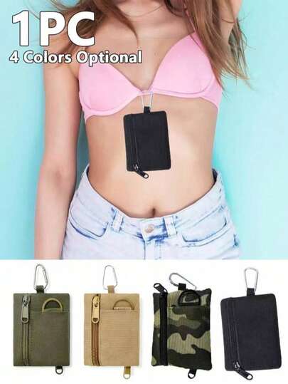Fashionable Hidden Bra Wallet - Multi-Color Wallet, Ultra-Thin, Lightweight, Breathable, No Foreign Body Sensation, Washable, Reusable, Travel Bag, Passport Anti-Theft Design, Adjustable, Skin-Friendly, Soft, With Buckle To Prevent Items From Falling Out