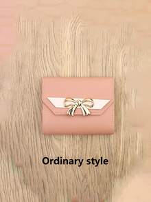 Fashion Short Wallet Hit Color Women Bowknot Hasp Purse Multiple Card Slots Front Pocket Wallets Bowknot Decor Short Wallet Cute Foldable Credit Card Holder Clutch Coin Purse With Multi Card Slots For Women Wallet Mini Wallet Purse Wallet Wristlet Wallet Coin Wallet