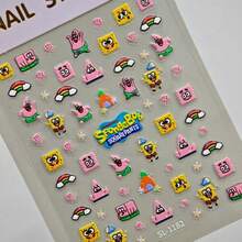 SpongeBob SquarePants 1pc SpongeBob Cartoon Nail Art Sticker, Anime DIY 3D Nail Sticker, Art Decor Self-Adhesive Waterproof Sticker, Nail Art Gift, Halloween Gift, Christmas Gift - Multicolor - View 9