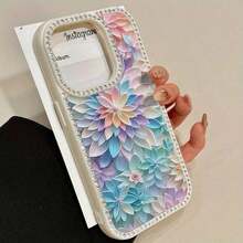 3-in-1 phone case in colorful artistic paper flowers, with double-sided diamonds.Suitable for series 16 promax, 16 15 pro 14 14 Plus/14 Pro Max 13 13 Pro 12 Pro 11 pro Promax.Non-slip and stain-resistant soft case, suitable for men and women with diamond - Pink - Übersicht 2