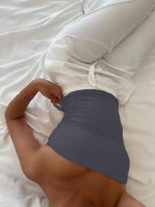 Vaiaye 女士无缝无肩带纯色弹力修身吊带背心，时尚无肩带基础款背心，适合春夏休闲穿着 - 藍灰色 - 查看 10