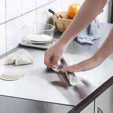 1 pieza de tabla de cortar de acero inoxidable resistente, con 3 tamaños a elegir, adecuada para hornear, amasar masa, procesar carne y cortar verduras, superficie fácil de limpiar, puede proteger la encimera, tabla de cortar de cocina - zk441*40cm*60cm - Ver 5