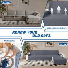 YSTYLE Single-Seater Sofa Cover With Armrests, Reversible Cat-Friendly Scratch-Resistant Couch Cover, Double-Sided Quilted Sofa Cover, Universal Sofa Cover - Dark Gray + Light Gray - View 6