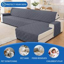 YSTYLE Single-Seater Sofa Cover With Armrests, Reversible Cat-Friendly Scratch-Resistant Couch Cover, Double-Sided Quilted Sofa Cover, Universal Sofa Cover - Dark Gray + Light Gray - View 5