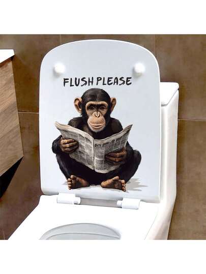 1PC Cartoon Monkey Reading Newspaper Decorative Stickers PVC Stickers Removable Self-Adhesive Easy-To-Tear Stickers Home Decoration Make Your Life Freshen Up Holiday Decorative Stickers Birthday Graduation Gift