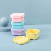 KUNT 1个100毫升方形纯硅胶食品储物容器，调味品、沙拉酱、番茄酱保鲜容器，大号果冻硅胶冰格 - 彩色 - 查看 3