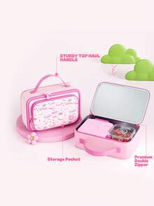 Meoky Insulated Lunch Box – 1pc Large Capacity Thermal Bag With Cute Cartoon Design, Reusable Bento Lunch Tote Keeps Food Warm & Fresh, Ideal For Back To School, Kindergarten, Picnic & Travel - Pink - View 6