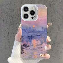 C-Claude Monet Garden Art Phone Case Cover Compatible With  17, 16, 15, 14, 13, 12, 11, Pro, XS, Max, Plus, Mini, SE White Candy Matte Shockproof Cover, Cover Compatible With  17 Case,  17 Pro Case,  17 Pro Max Case - Z1 - 查看 8