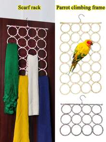 28环围巾挂架，适用于围巾和领带，多环领带展示架，灵感源自鹦鹉攀爬架的彩色编织腰带收纳架，围巾和丝巾收纳架，可折叠多功能悬挂式收纳架，适合家庭使用，节省空间的衣橱配件，卧室浴室衣柜整洁有序，便于携带的可折叠设计，完美的节日礼物，日常造型和衣橱收纳方案 - 彩色 - 查看 2