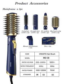 CRASTS 5-In-1 Hot Air Brush Set - Blow Dryer, Straightener, Curler, Flat Iron, Curling Iron, Styling Tools For Long-Lasting Hairstyles
