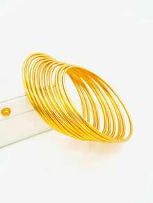 5入組鍍金閃閃發亮手鐲及2mm線狀手鐲,適合女性日常佩戴