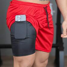 3-Piece 2-In-1 Bermuda Shorts Kit, Bright Colors, Summer, Regular Fit, Drawstring - 白色,紅色和黑色 - 查看 3