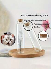 Botella de almacenamiento de pelo de mascota y barba, recuerdo coleccionable, botella de vidrio de colección de bigotes de gato DIY, botella de deriva afortunada