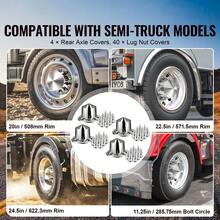 Rear Axle Wheel Covers, Spiked Axle Cover For Semi Truck, ABS Electroplate Rust-Resistant Lug Nut Covers, Universal Fit, Installation Tool Included, Complete Axle Cover Combo Kit - 13.94x9.17 Inches - View 2